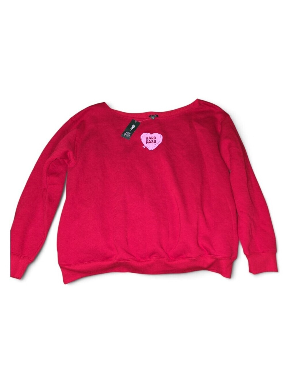 Wild Fable Red Graphic Sweatshirt With Pockets- "Hard Pass" Pink Heart. NWT!!!